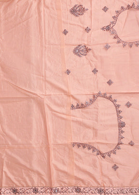 Peach Blended Silk Dupatta Lehenga Set