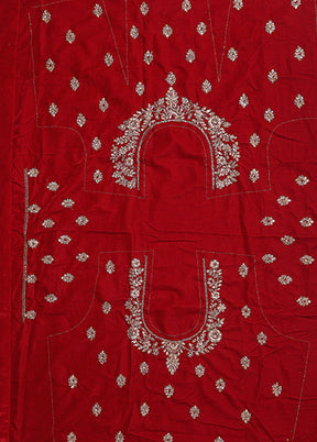 Red Blended Silk Dupatta Lehenga Set