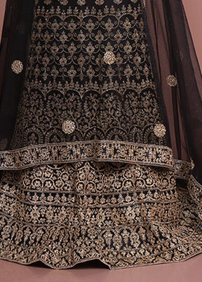 Black Blended Silk Dupatta Lehenga Set