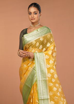 Yellow Organza Saree With Blouse Piece
