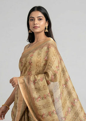 Yellow Organza Saree With Blouse Piece