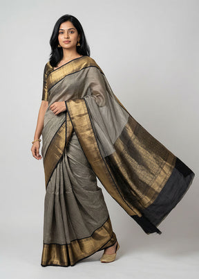Black Handloom Katan Pure Silk Saree With Blouse Piece