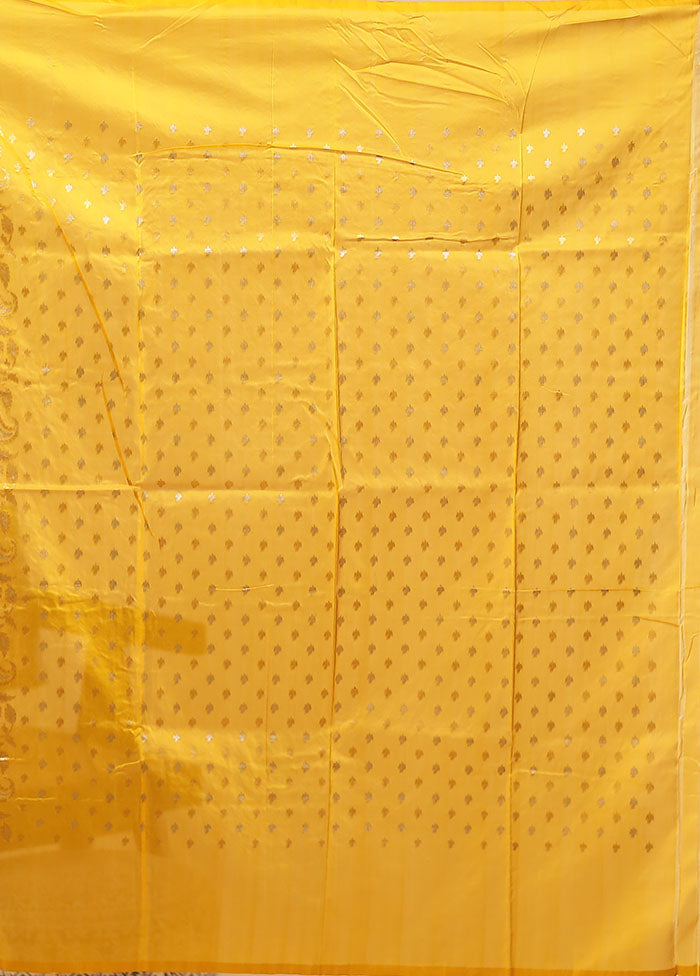 Yellow Handloom Katan Pure Silk Saree With Blouse Piece