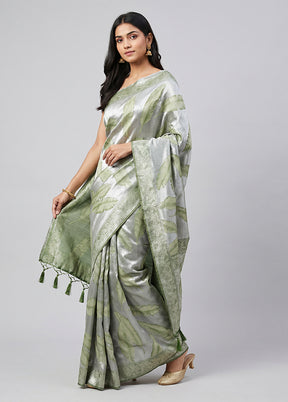Silver Tissue Silk Saree With Blouse Piece