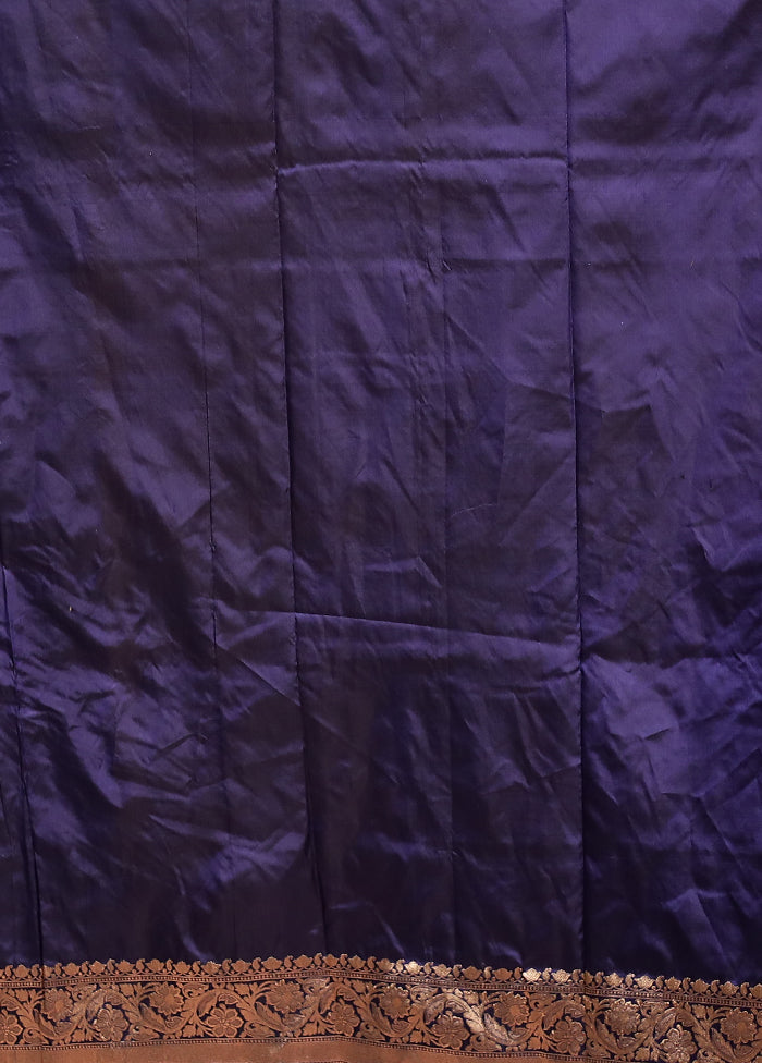 Blue Katan Pure Silk Saree With Blouse Piece