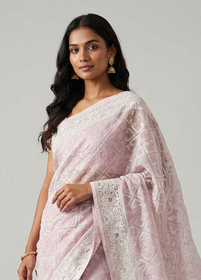 Purple Organza Saree With Blouse Piece
