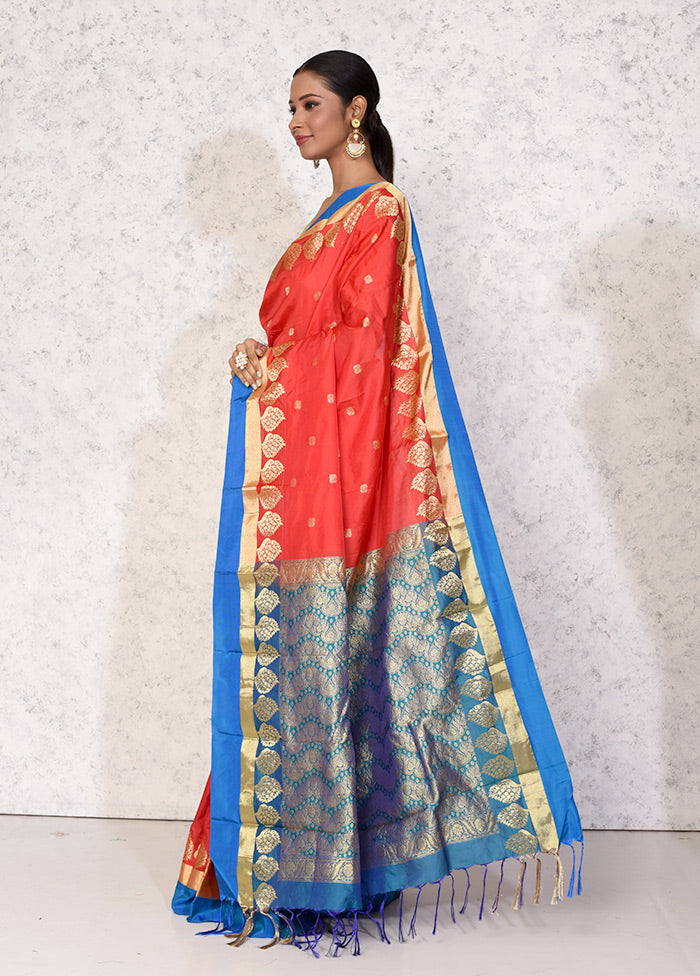 Red Kanjivaram Silk Saree With Blouse Piece - Indian Silk House Agencies