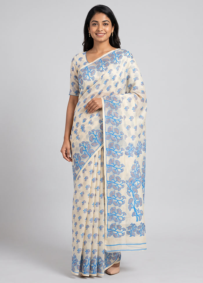 White Jamdani Cotton Saree Without Blouse Piece