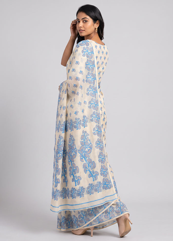 White Jamdani Cotton Saree Without Blouse Piece