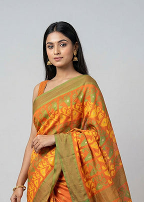 Rust Jamdani Cotton Saree Without Blouse Piece