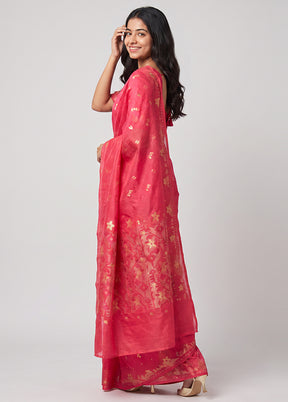 Red Jamdani Cotton Saree Without Blouse Piece