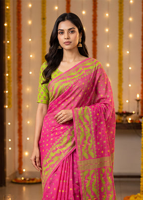Pink Jamdani Cotton Saree Without Blouse Piece
