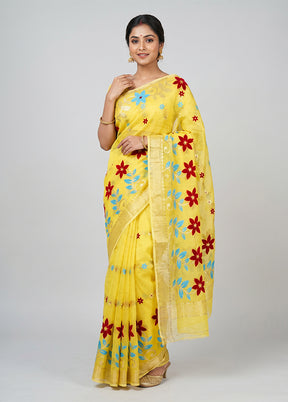 Green Jamdani Cotton Saree Without Blouse Piece