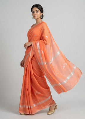 Rust Matka Silk Saree With Blouse Piece