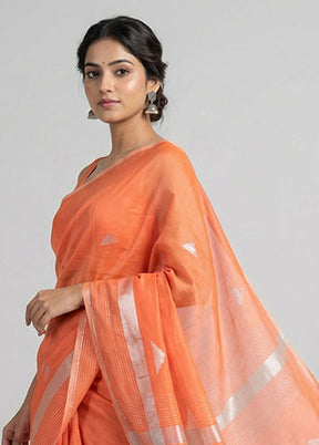 Rust Matka Silk Saree With Blouse Piece