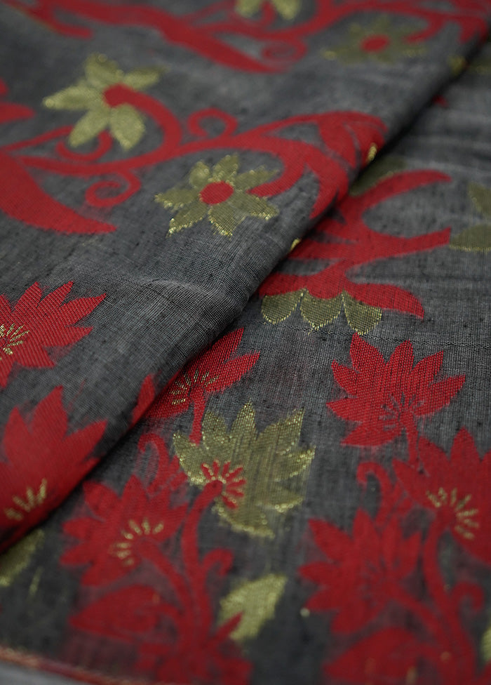 Grey Tant Jamdani Saree Without Blouse Piece - Indian Silk House Agencies