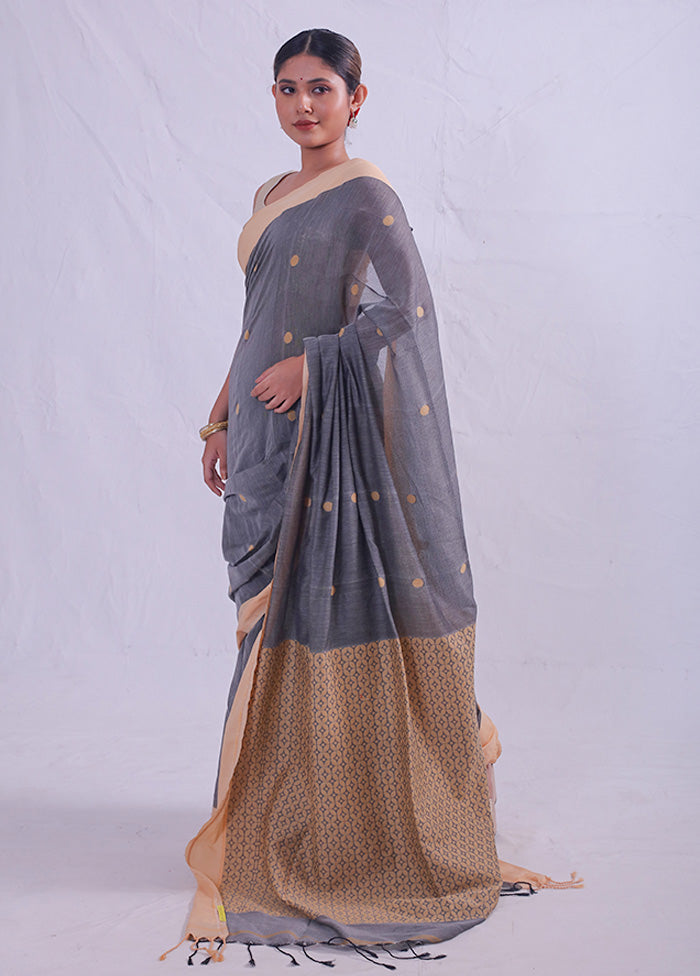 Grey Matka Silk Saree With Blouse Piece - Indian Silk House Agencies