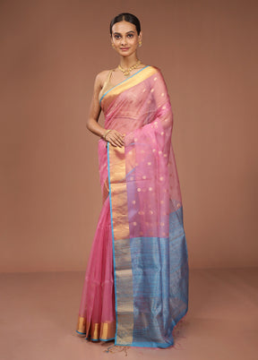 Pink Handloom Matka Pure Silk Saree With Blouse Piece