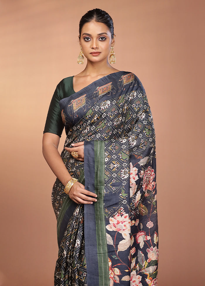 Black Handloom Matka Pure Silk Saree With Blouse Piece