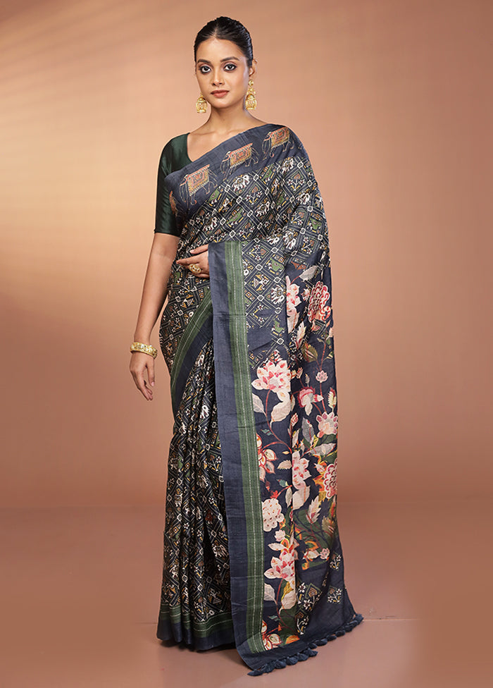 Black Handloom Matka Pure Silk Saree With Blouse Piece