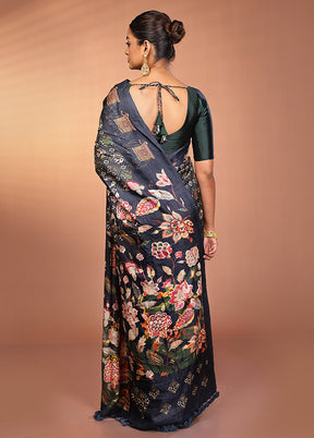 Black Handloom Matka Pure Silk Saree With Blouse Piece