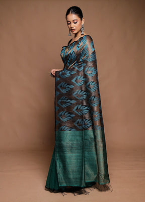 Golden Handloom Matka Pure Silk Saree With Blouse Piece
