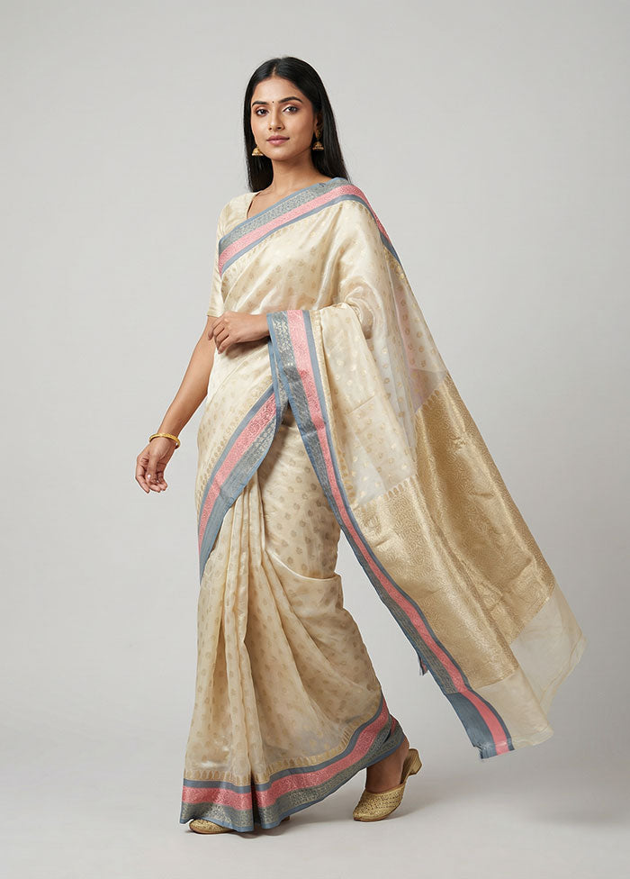 White Organza Saree With Blouse Piece