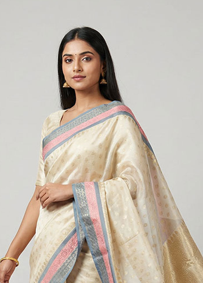 White Organza Saree With Blouse Piece