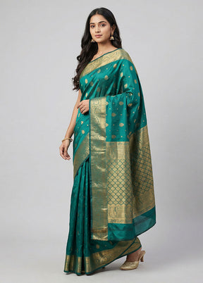 Green Kanjivaram Silk Saree With Blouse Piece