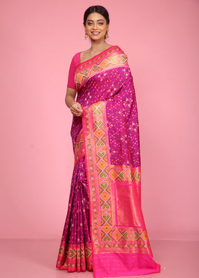 Purple Dupion Silk Saree With Blouse Piece - Indian Silk House Agencies