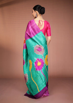 Pink Printed Pure Silk Saree Without Blouse Piece
