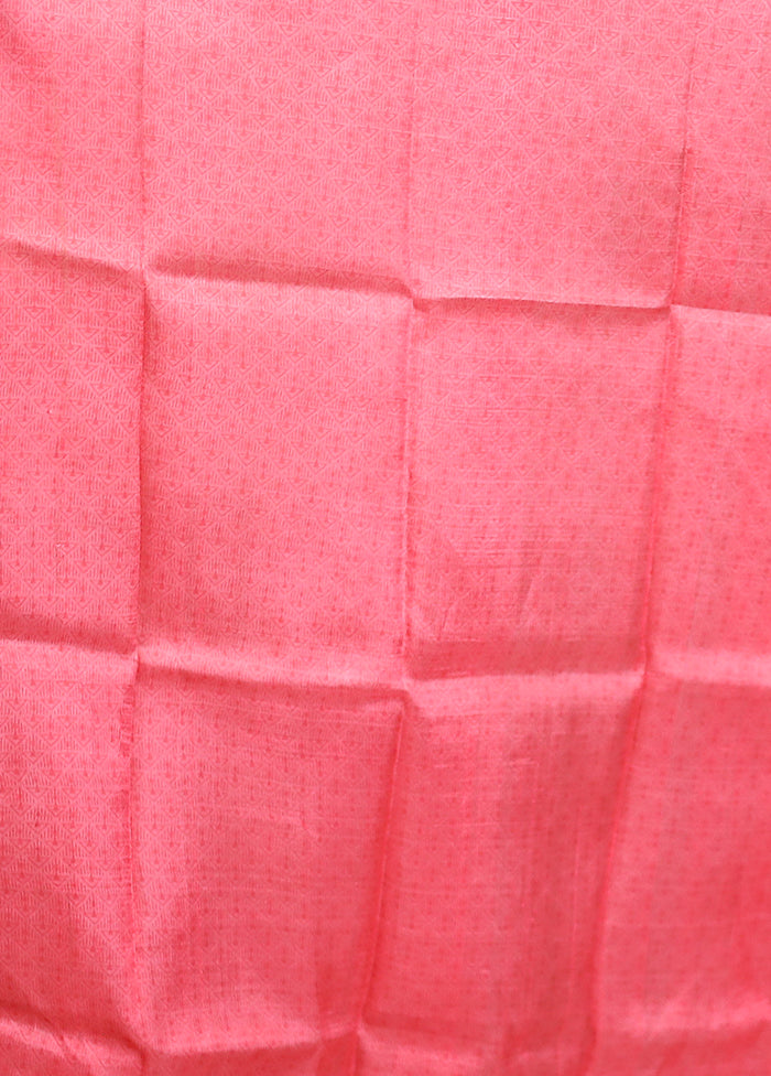 Pink Printed Pure Silk Saree Without Blouse Piece