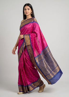 Pink Kanjivaram Silk Saree With Blouse Piece