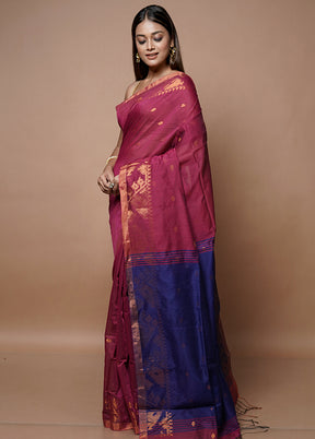 Pink Matka Silk Saree With Blouse Piece