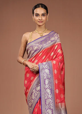 Red Katan Silk Saree With Blouse Piece