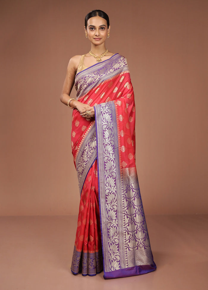 Red Katan Silk Saree With Blouse Piece