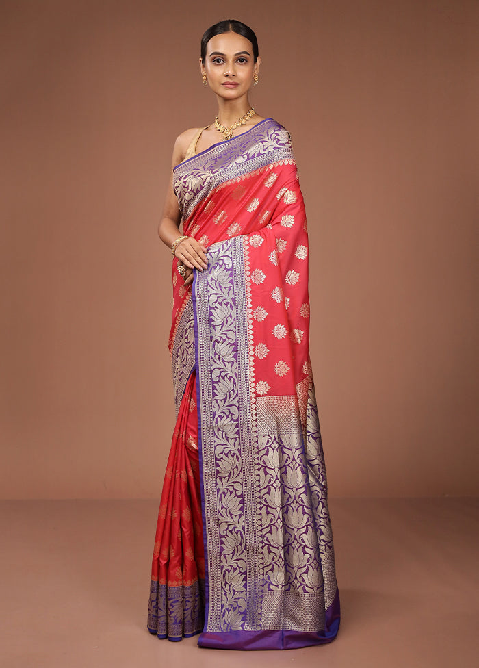 Red Katan Silk Saree With Blouse Piece