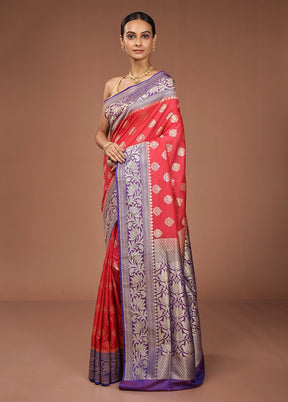 Red Katan Silk Saree With Blouse Piece