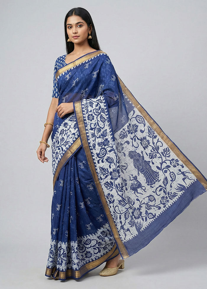 Multicolor Printed Pure Silk Saree Without Blouse Piece