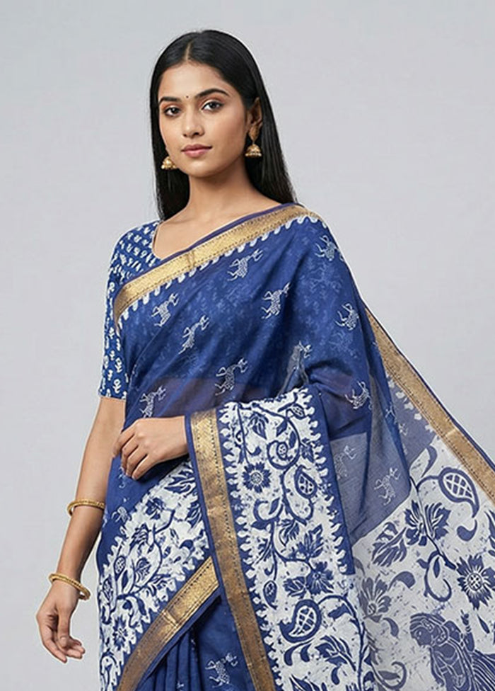 Multicolor Printed Pure Silk Saree Without Blouse Piece