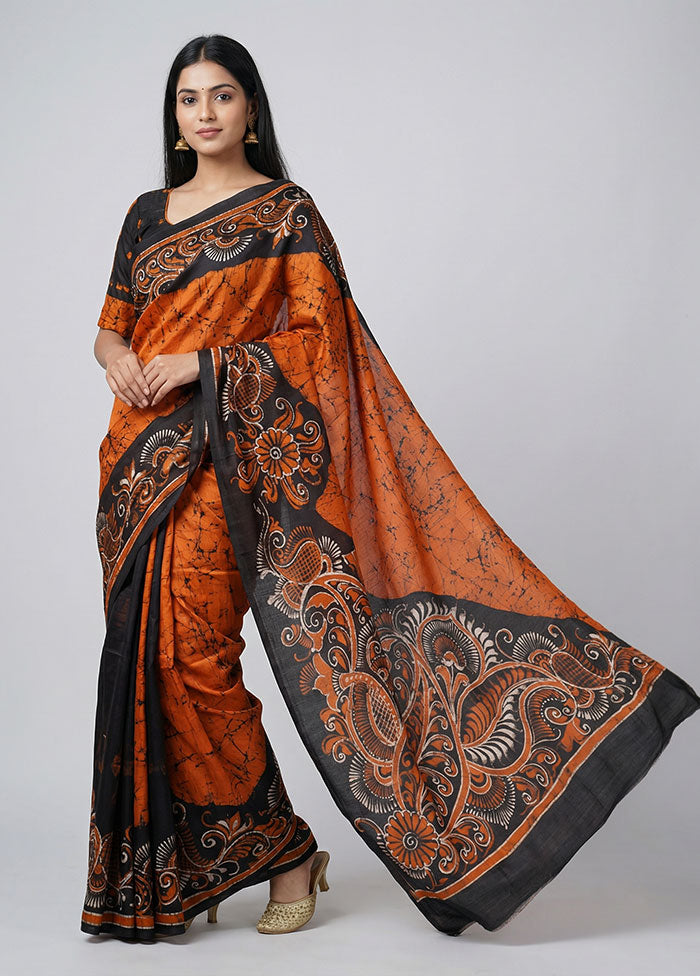 Multicolor Printed Pure Silk Saree Without Blouse Piece