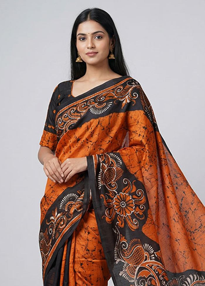Multicolor Printed Pure Silk Saree Without Blouse Piece