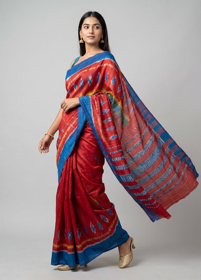 Green Tussar Silk Saree With Blouse Piece