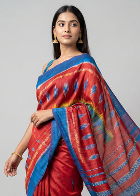 Green Tussar Silk Saree With Blouse Piece