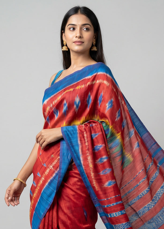 Green Tussar Silk Saree With Blouse Piece