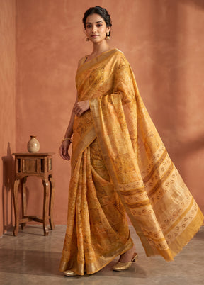Green Tussar Silk Saree With Blouse Piece
