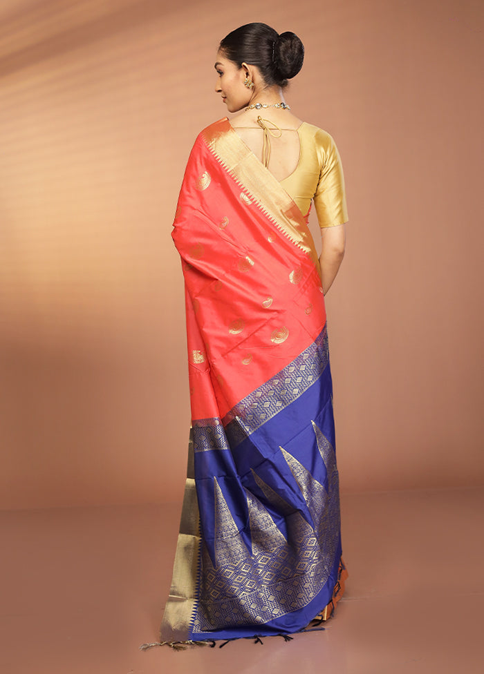 Pink Kanjivaram Silk Saree With Blouse Piece