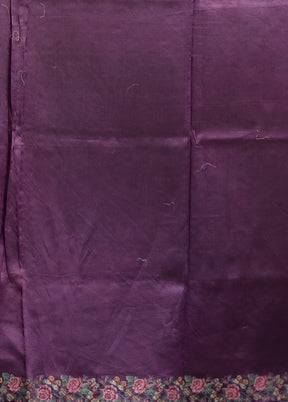 Purple Handloom Pure Organza Saree With Blouse Piece