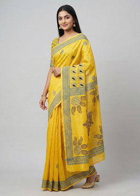 Multicolor Printed Pure Silk Saree Without Blouse Piece