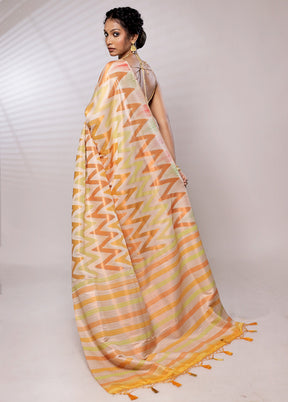 Cream Dupion Silk Saree With Blouse Piece - Indian Silk House Agencies